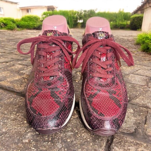 Michael Kors Burgundy and Gold Women's Sneakers - Picture 2 of 10